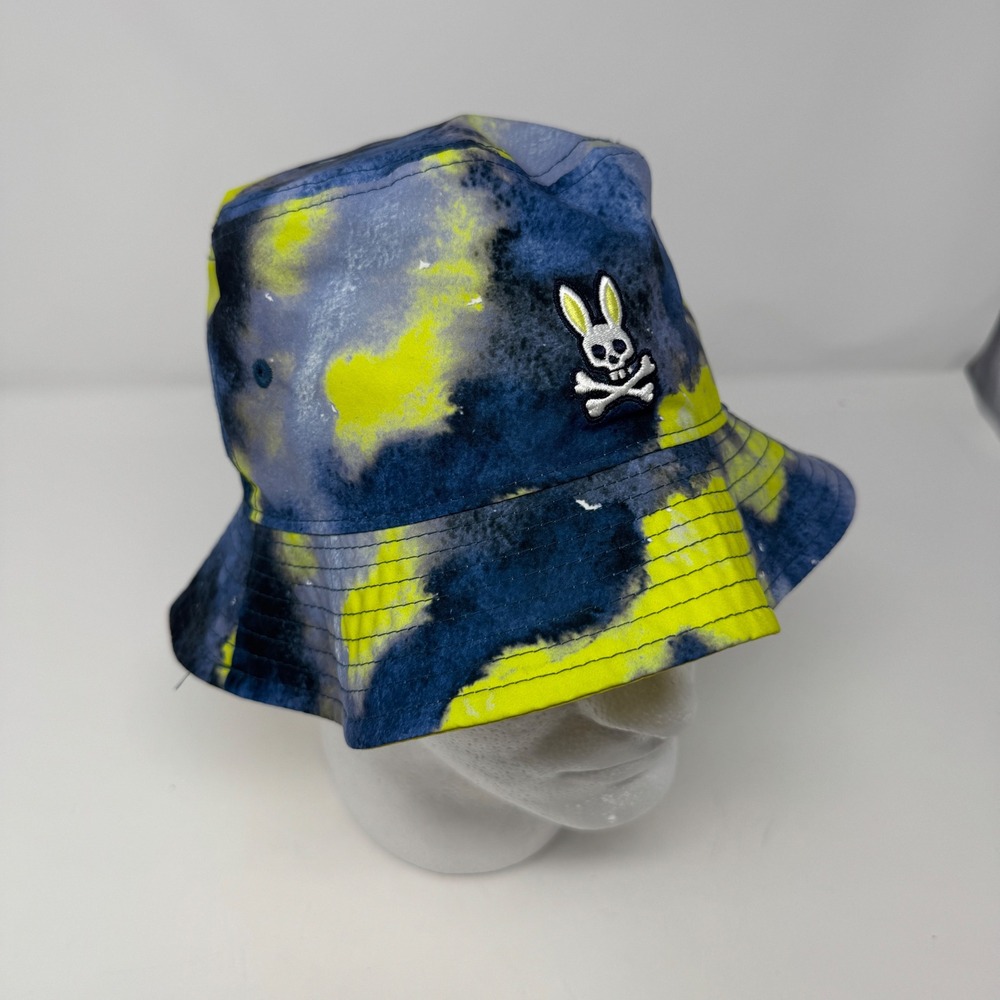 Psycho Bunny Mens Blue Yellow Tie Dye Bucket Hat B6A326W1HT